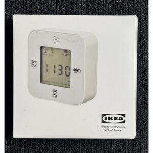 IKEA KLOCKIS Clock w/ Alarm Timer Date Day Temp – Digital LCD Battery Mini White
